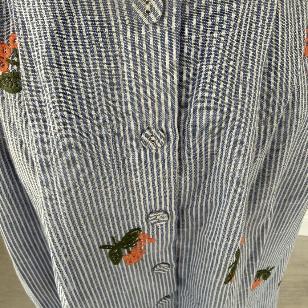 JOA Just One Answer Dress Striped Size M Coastal Cowgirl Embroidered Flowers - Picture 3 of 12